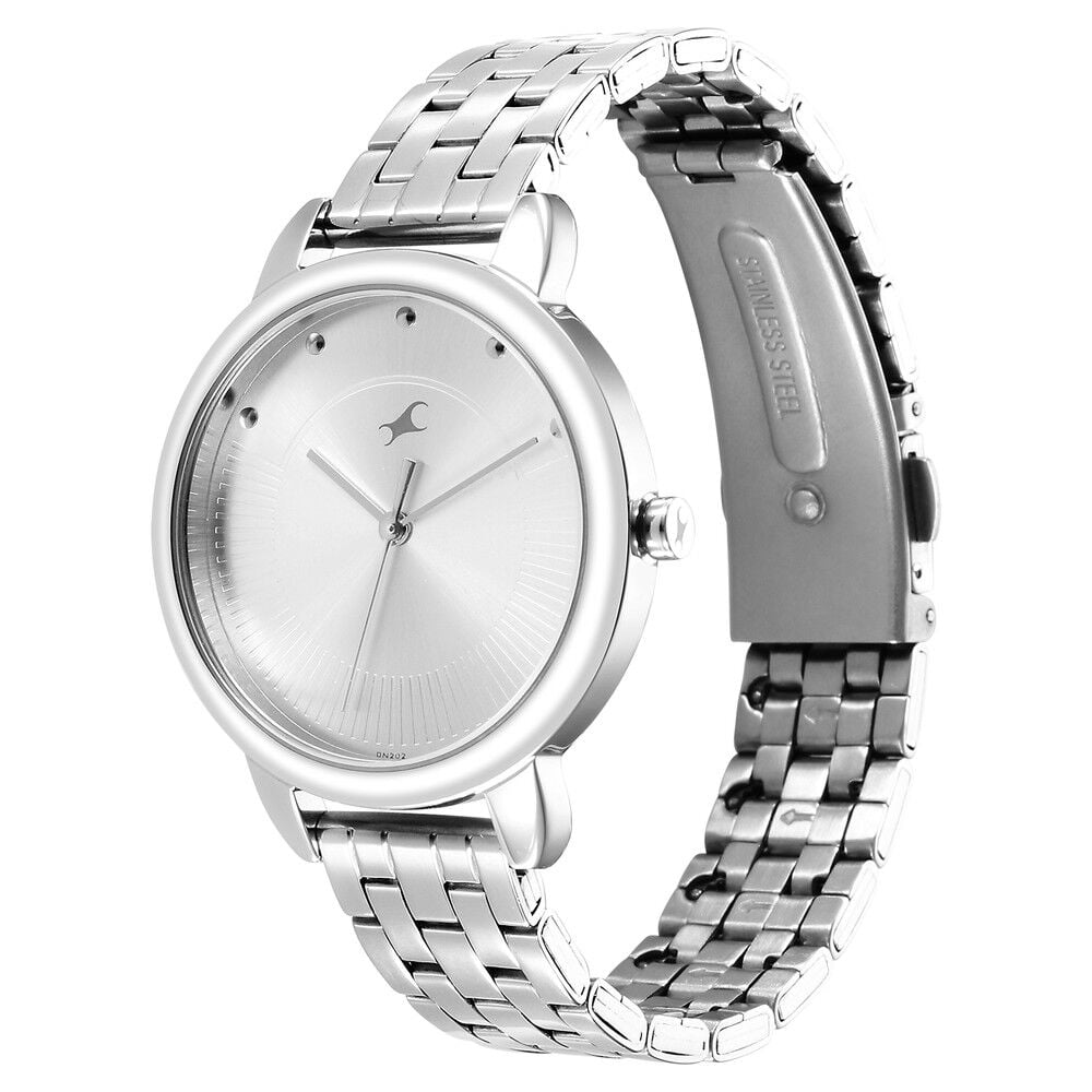Fastrack Stunners Quartz Analog Silver Dial Metal Strap Watch for Girls NS6282SM01
