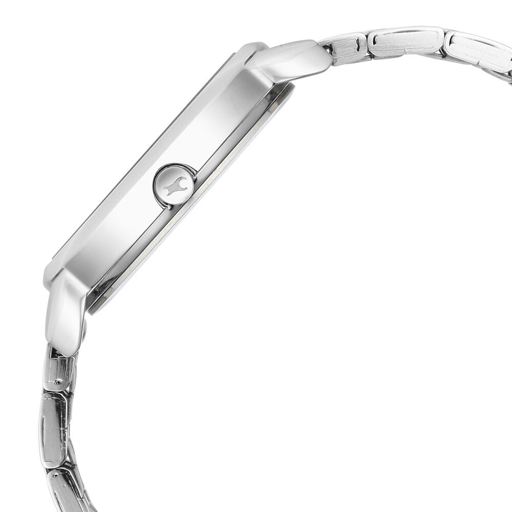 Fastrack Stunners Quartz Analog Silver Dial Metal Strap Watch for Girls NS6282SM01