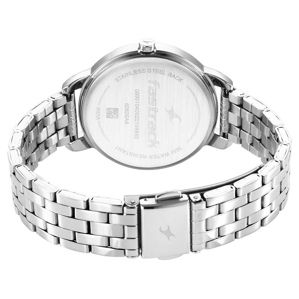 Fastrack Stunners Quartz Analog Silver Dial Metal Strap Watch for Girls NS6282SM01