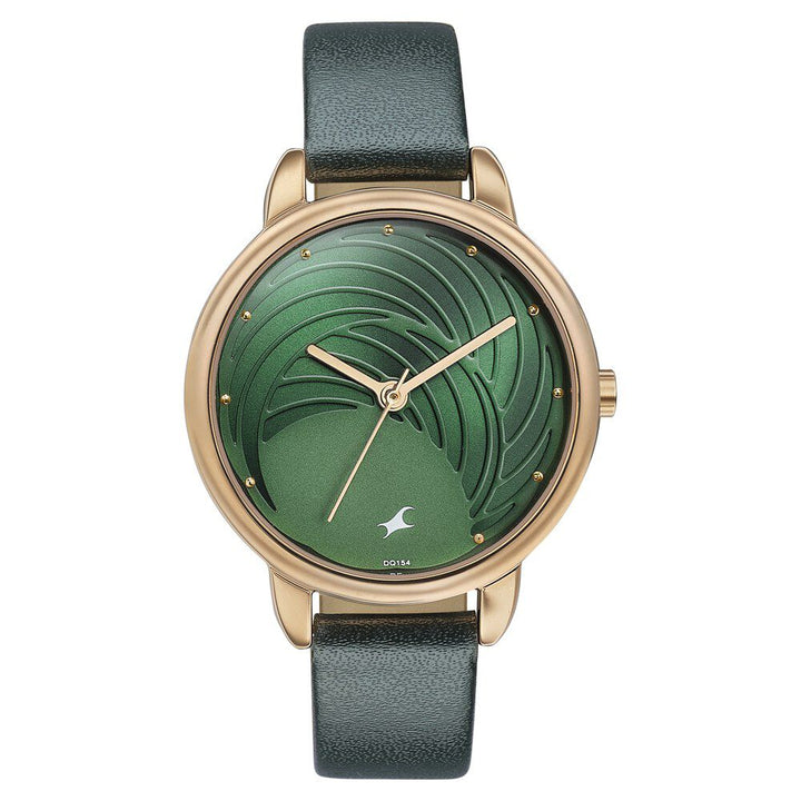 Fastrack Stunners Quartz Multifunction Green Dial Leather Strap Watch for Girls 6282WL01