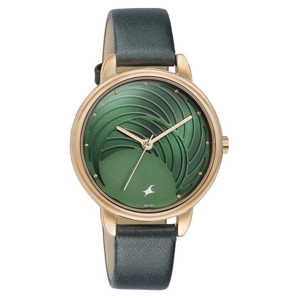 Fastrack Stunners Quartz Multifunction Green Dial Leather Strap Watch for Girls 6282WL01