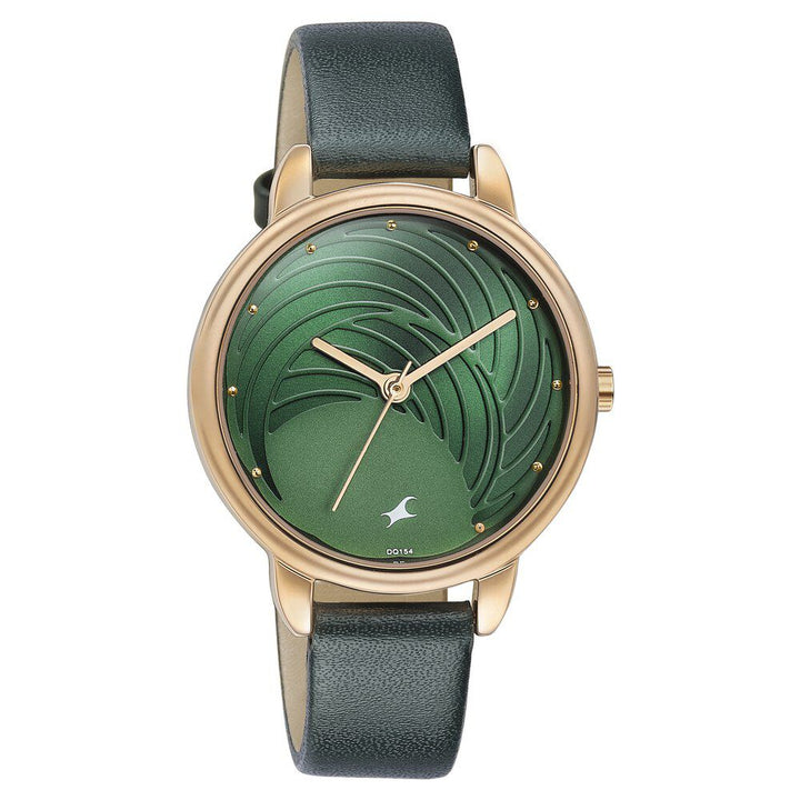 Fastrack Stunners Quartz Multifunction Green Dial Leather Strap Watch for Girls 6282WL01