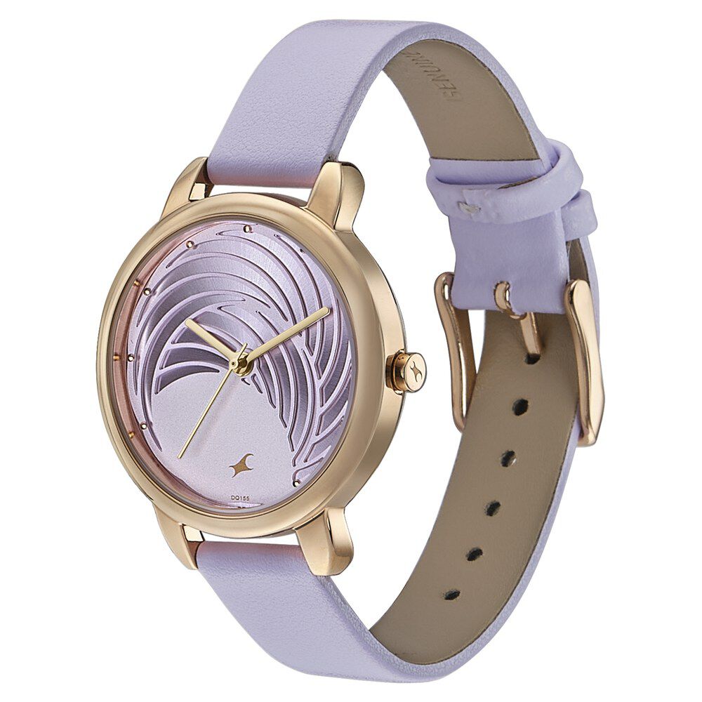 Fastrack Stunners Quartz Multifunction Purple Dial Leather Strap Watch for Girls 6282WL02