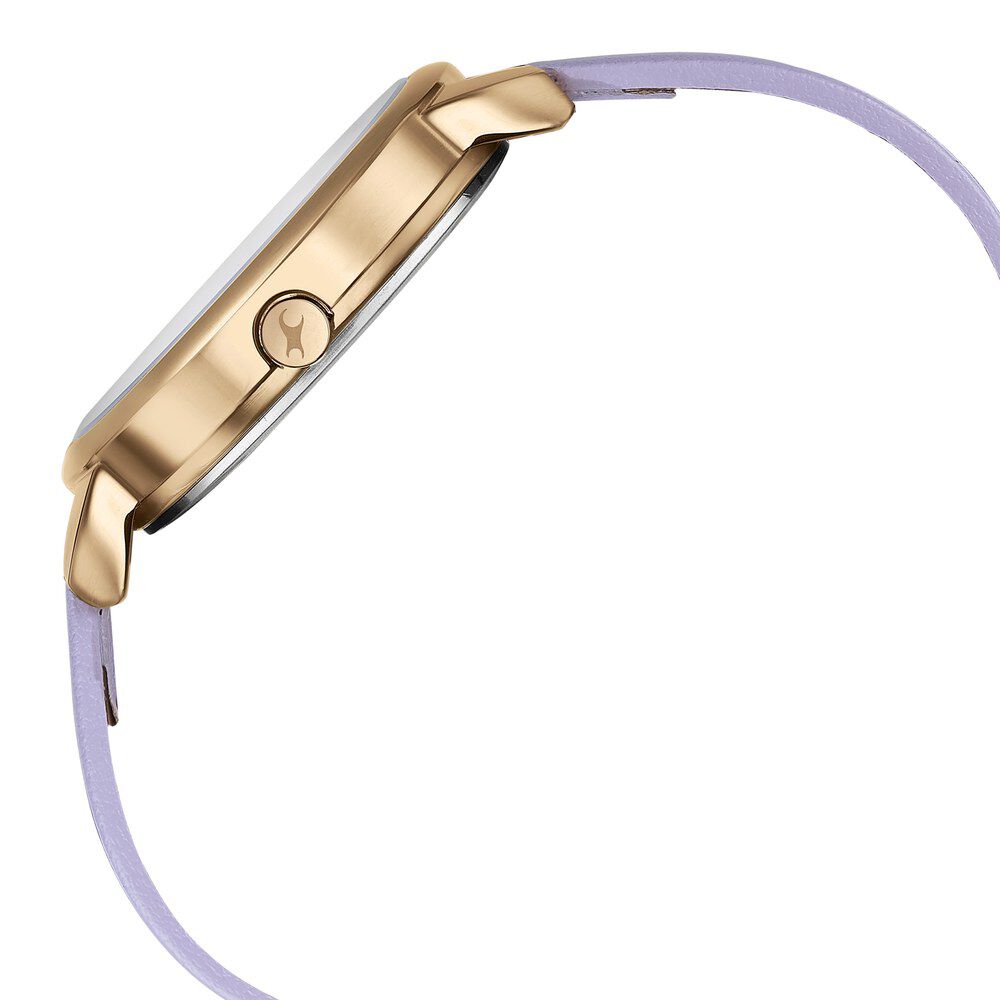 Fastrack Stunners Quartz Multifunction Purple Dial Leather Strap Watch for Girls 6282WL02