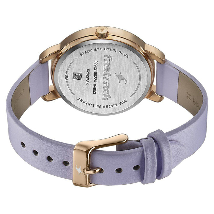 Fastrack Stunners Quartz Multifunction Purple Dial Leather Strap Watch for Girls 6282WL02