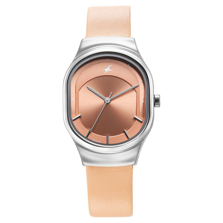 Fastrack Snob X Pink Dial Leather Strap Watch for Girls NS6283SL02