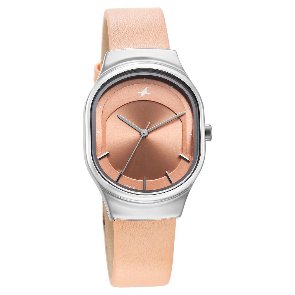 Fastrack Snob X Pink Dial Leather Strap Watch for Girls NS6283SL02