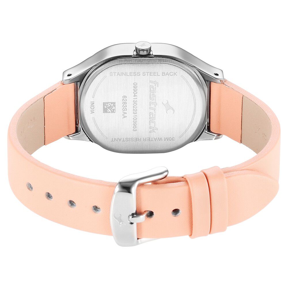 Fastrack Snob X Pink Dial Leather Strap Watch for Girls NS6283SL02
