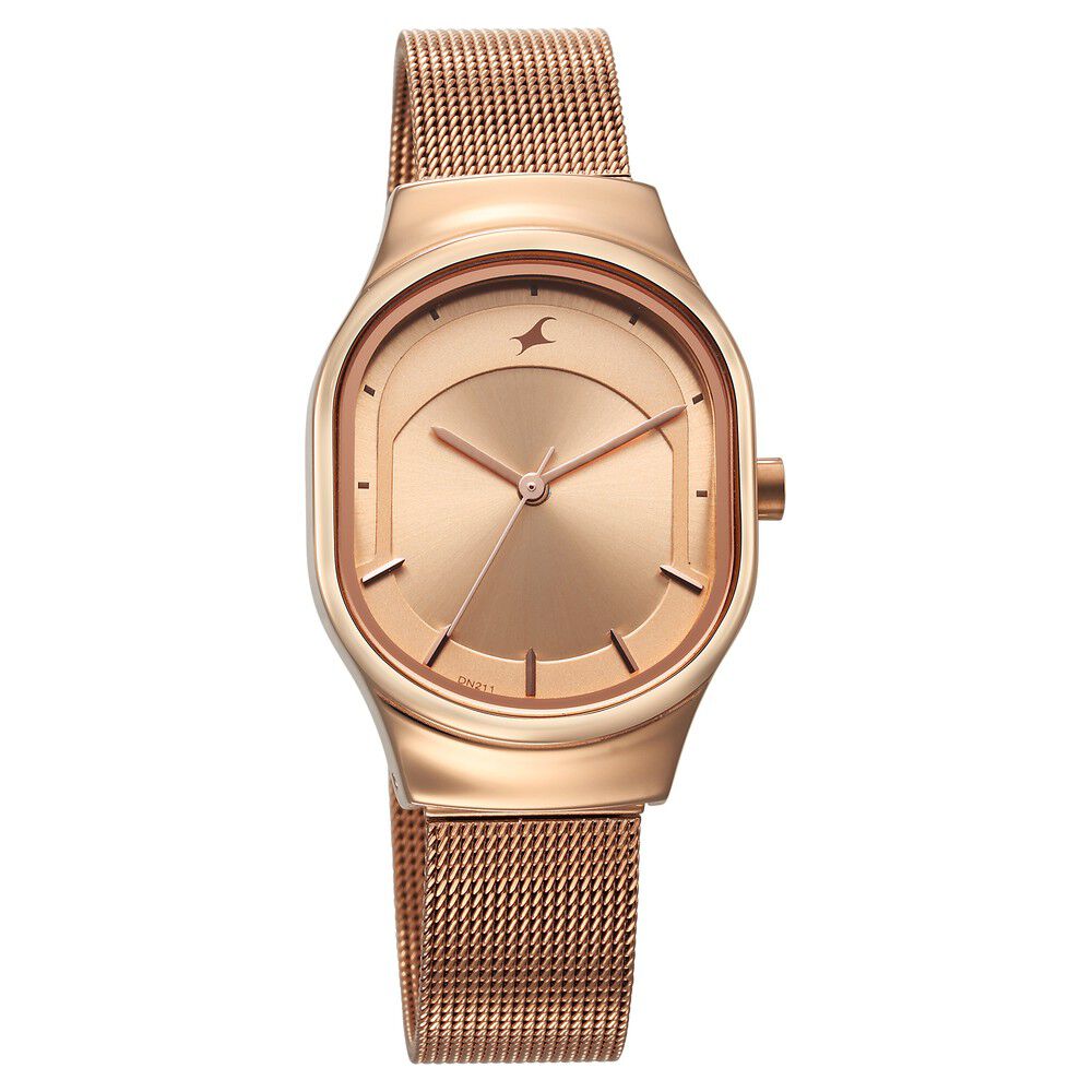 Fastrack Snob X Rose Gold Dial Stainless Steel Strap Watch for Girls NS6283WM01