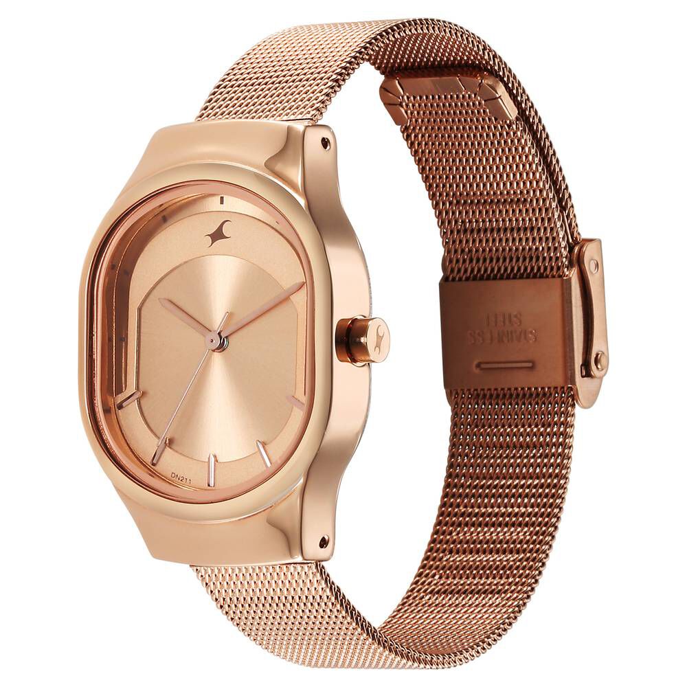 Fastrack Snob X Rose Gold Dial Stainless Steel Strap Watch for Girls NS6283WM01