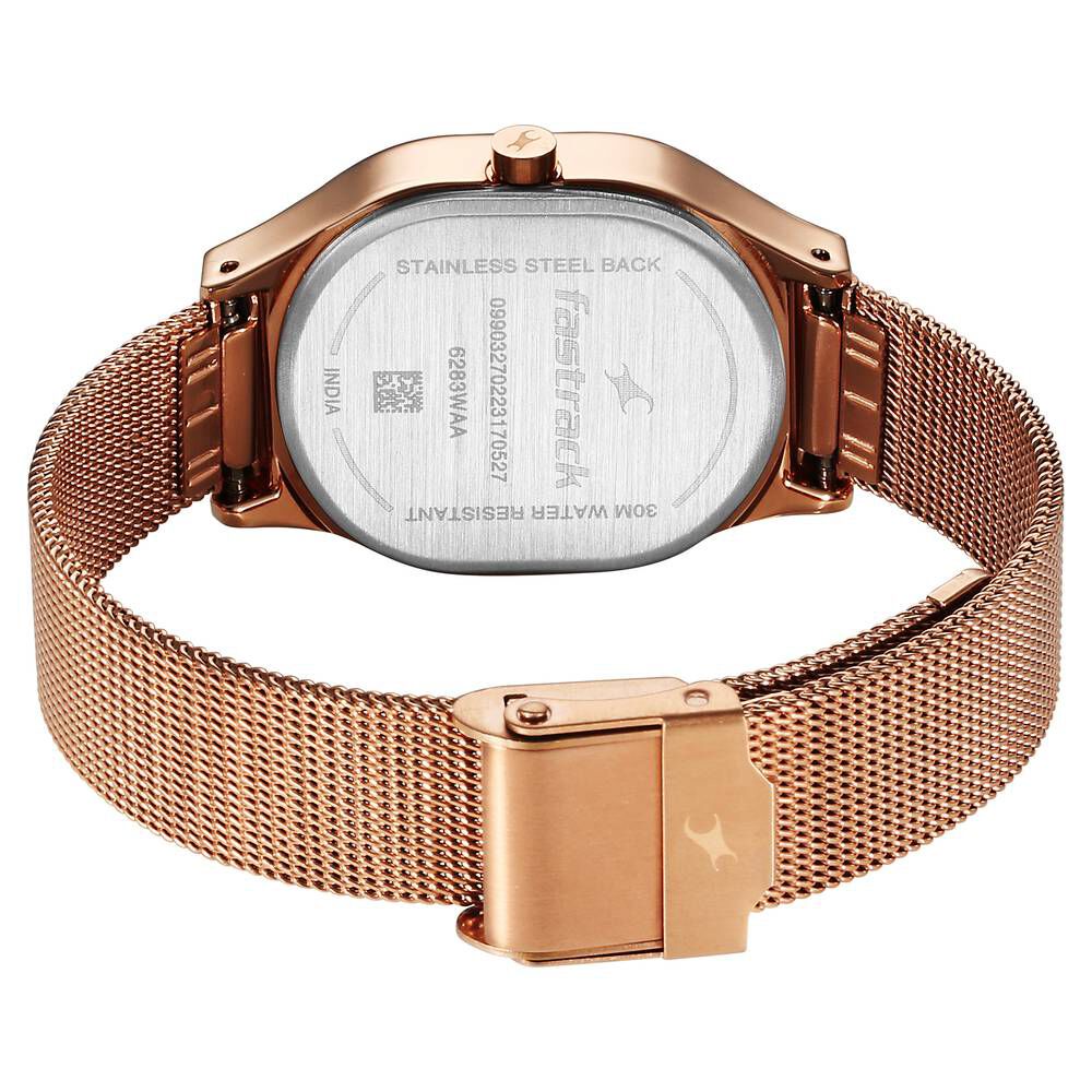 Fastrack Snob X Rose Gold Dial Stainless Steel Strap Watch for Girls NS6283WM01