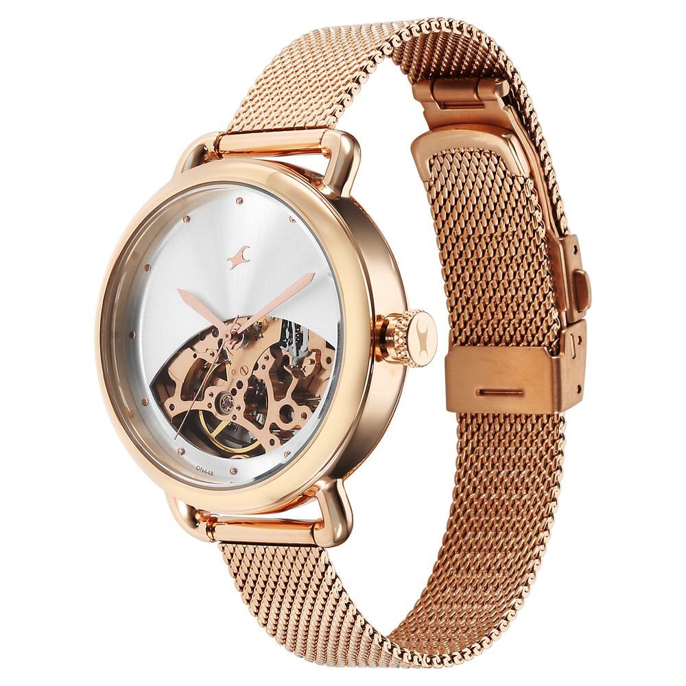 Fastrack Automatics Silver Dial Stainless Steel Strap Watch for Girls NS6288WM01