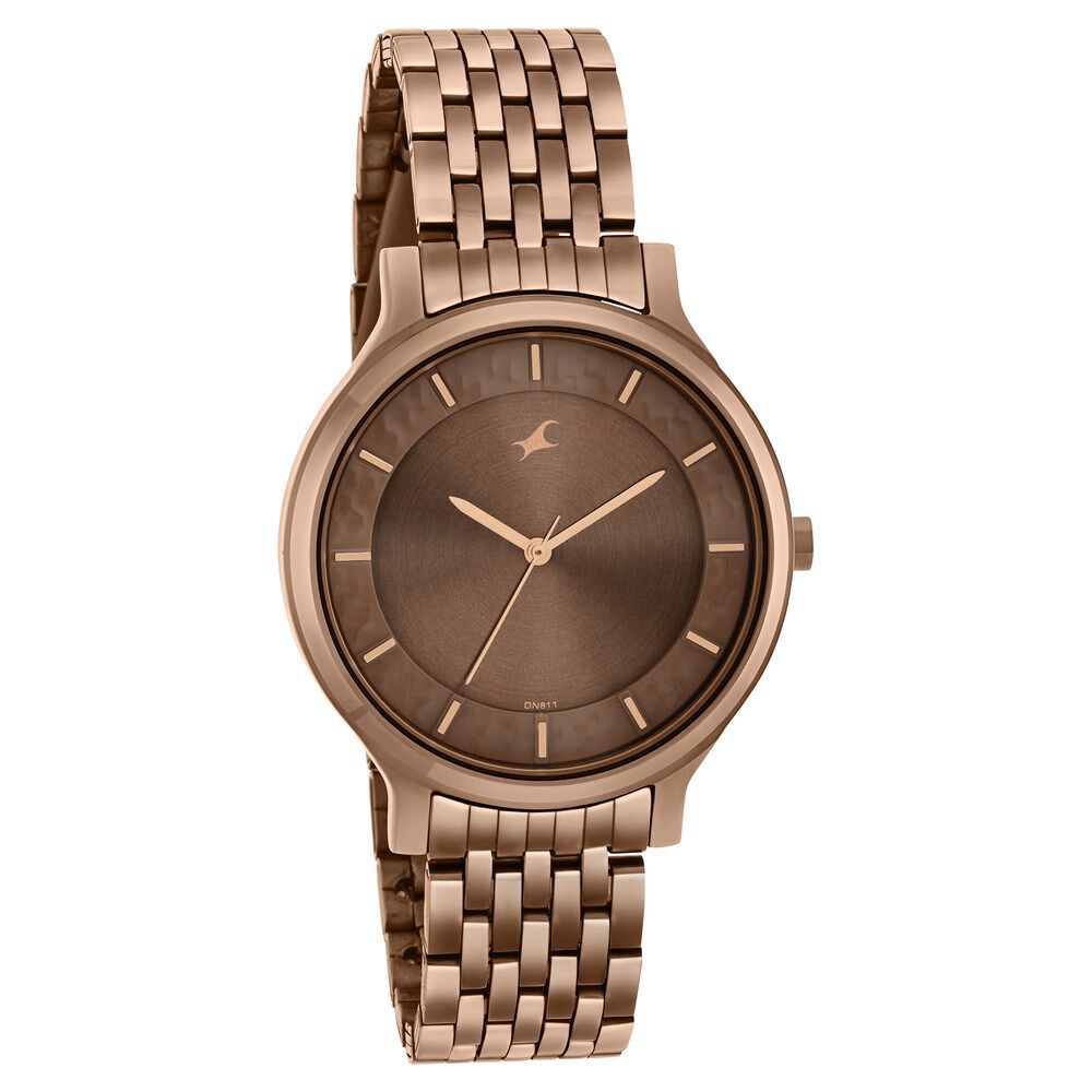 Fastrack Crush Quartz Analog Brown Dial Stainless Steel Strap Watch for Girls 6292QM01