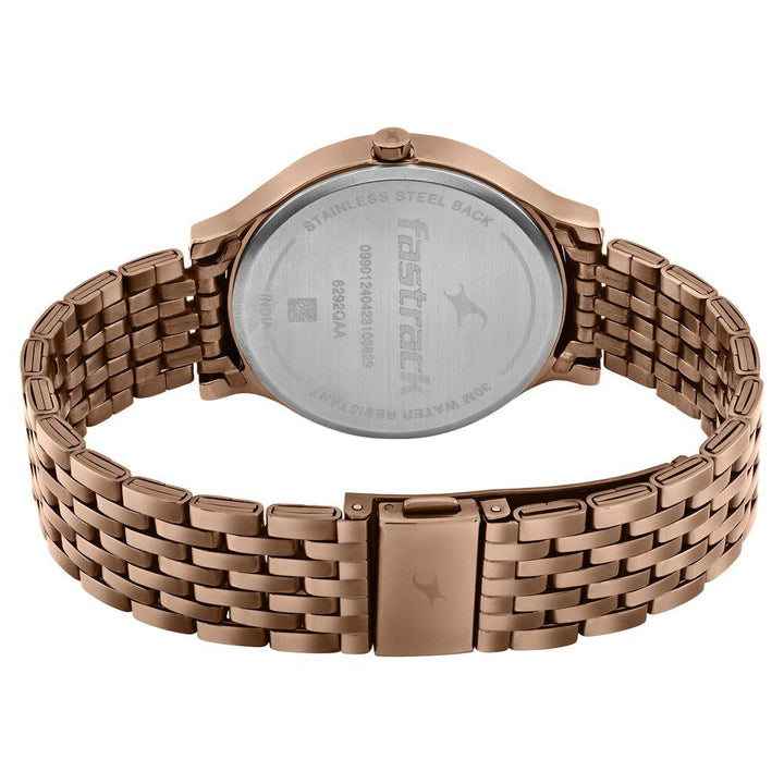 Fastrack Crush Quartz Analog Brown Dial Stainless Steel Strap Watch for Girls 6292QM01