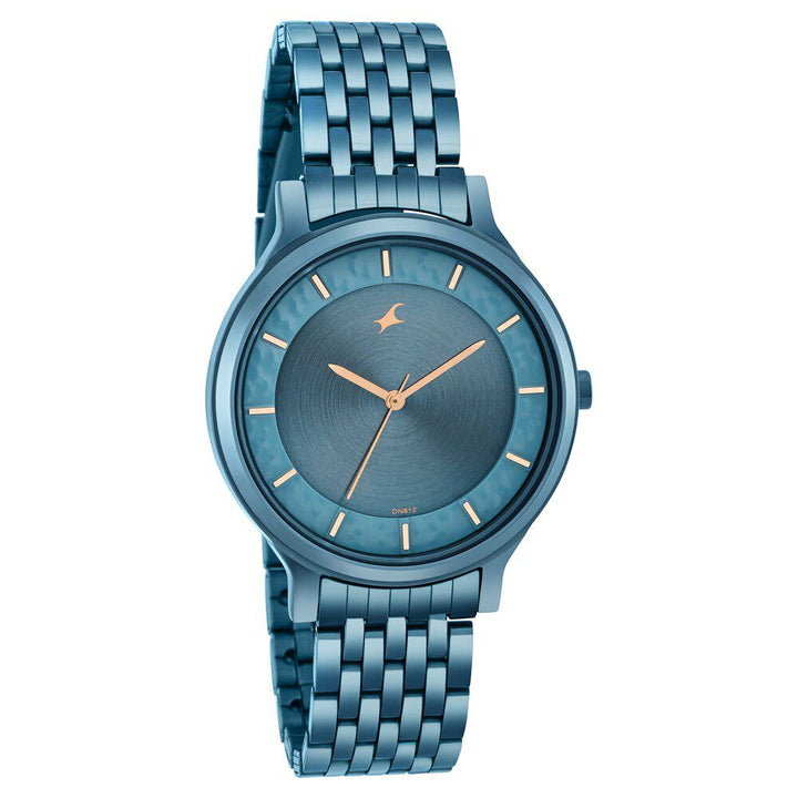 Fastrack Crush Quartz Analog Blue Dial Stainless Steel Strap Watch for Girls 6292QM02