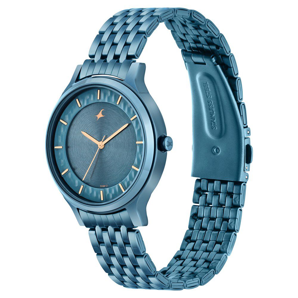 Fastrack Crush Quartz Analog Blue Dial Stainless Steel Strap Watch for Girls 6292QM02