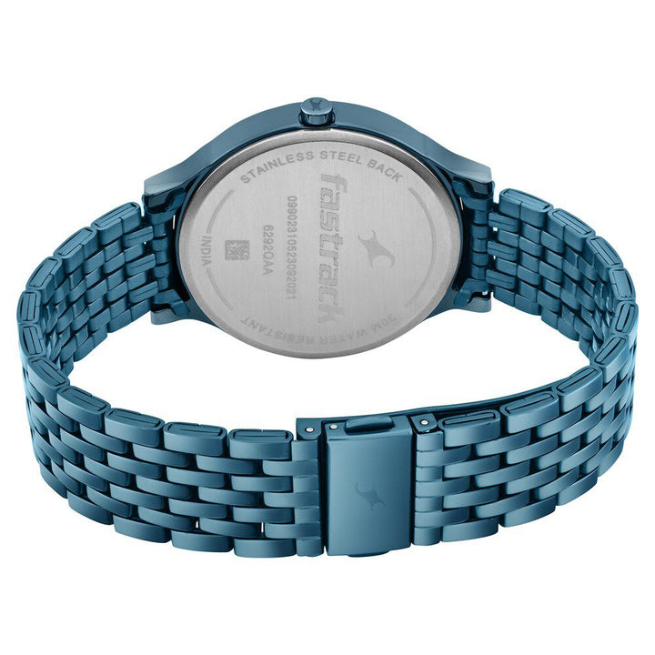 Fastrack Crush Quartz Analog Blue Dial Stainless Steel Strap Watch for Girls 6292QM02