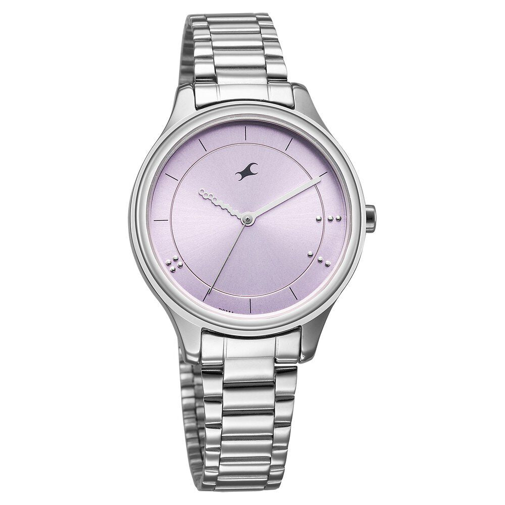 Fastrack Stunners Quartz Analog Pink Dial Silver Metal Strap Watch For Girls 6296SM01