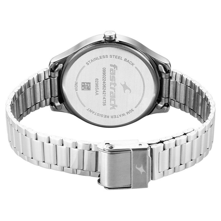 Fastrack Stunners Quartz Analog Pink Dial Silver Metal Strap Watch For Girls 6296SM01