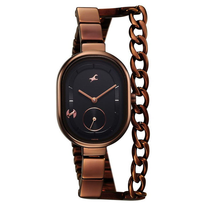 Fastrack Maximinimal Quartz Analog Black Dial Stainless Steel Strap Watch for Girls 6297QM01