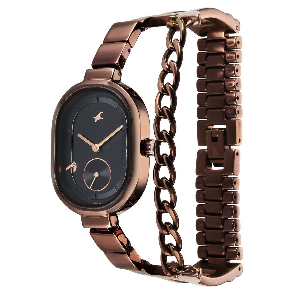 Fastrack Maximinimal Quartz Analog Black Dial Stainless Steel Strap Watch for Girls 6297QM01