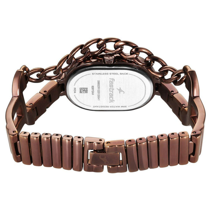 Fastrack Maximinimal Quartz Analog Black Dial Stainless Steel Strap Watch for Girls 6297QM01