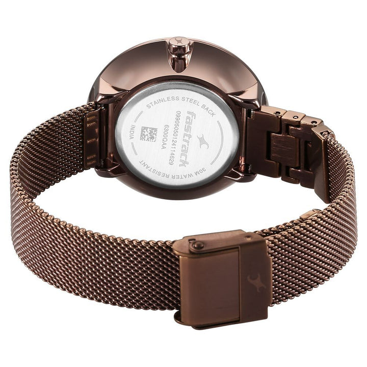 Fastrack Fleek Quartz Analog Brown Dial Stainless Steel Strap Watch for Girls 6300QM01