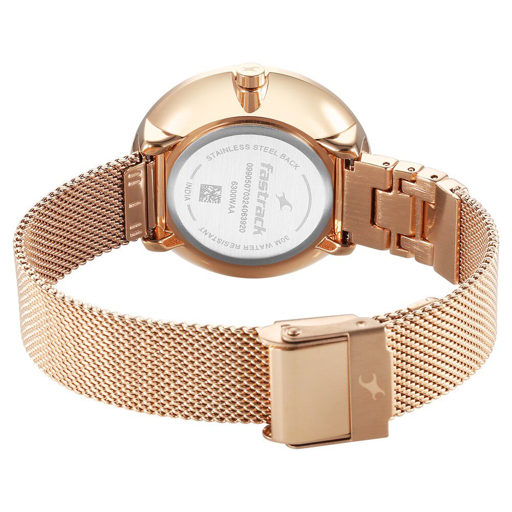 Fastrack Fleek Quartz Analog Pink Dial Stainless Steel Strap Watch for Girls 6300WM01