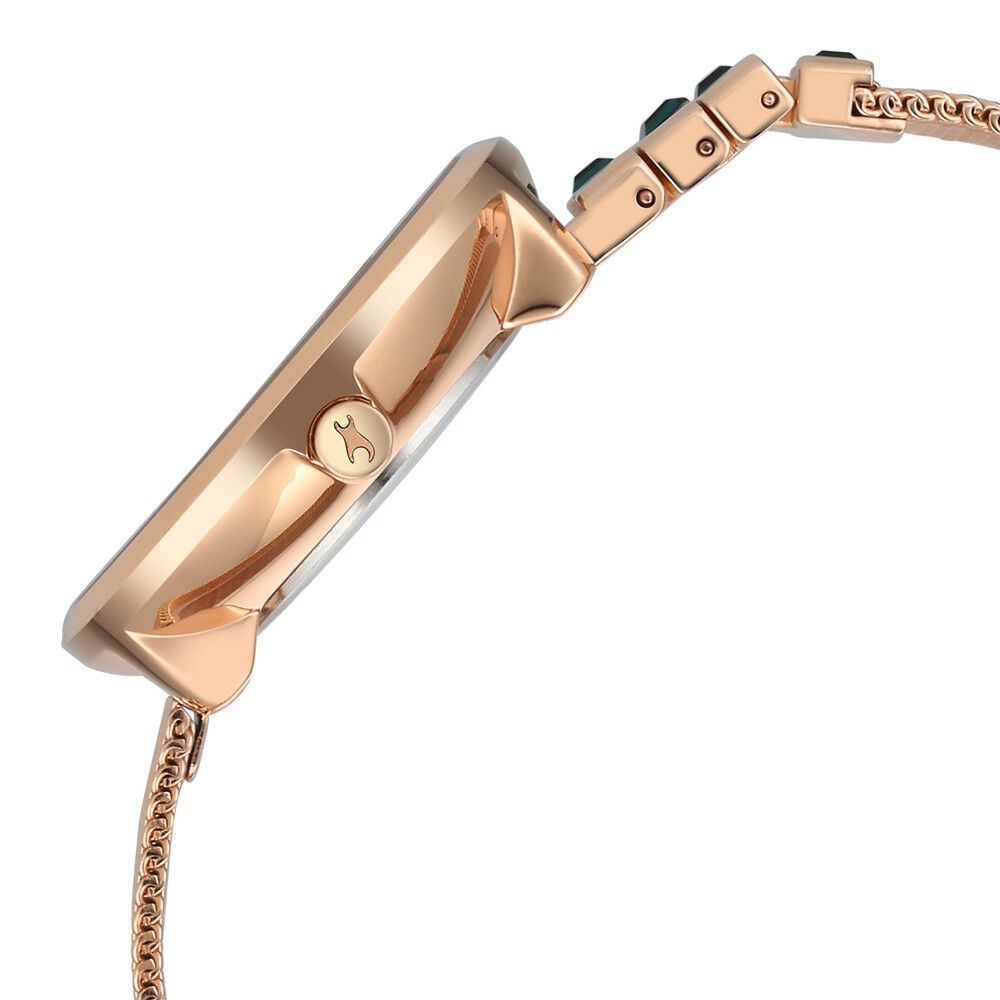 Fastrack Fleek Quartz Analog Green Dial Stainless Steel Strap Watch for Girls 6300WM02