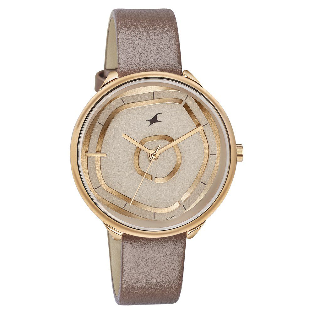 Fastrack Stunners Quartz Multifunction Rose Gold Dial Leather Strap Watch for Girls 6303WL01