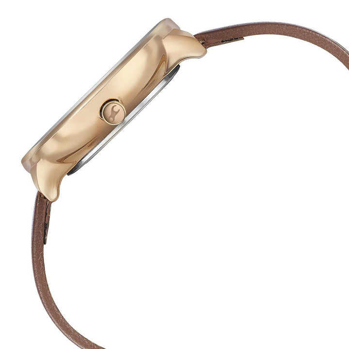 Fastrack Stunners Quartz Multifunction Rose Gold Dial Leather Strap Watch for Girls 6303WL01