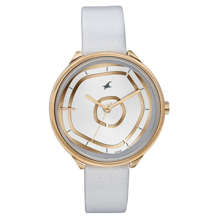 Fastrack Stunners Quartz Multifunction Rose Gold Dial Leather Strap Watch for Girls 6303WL02