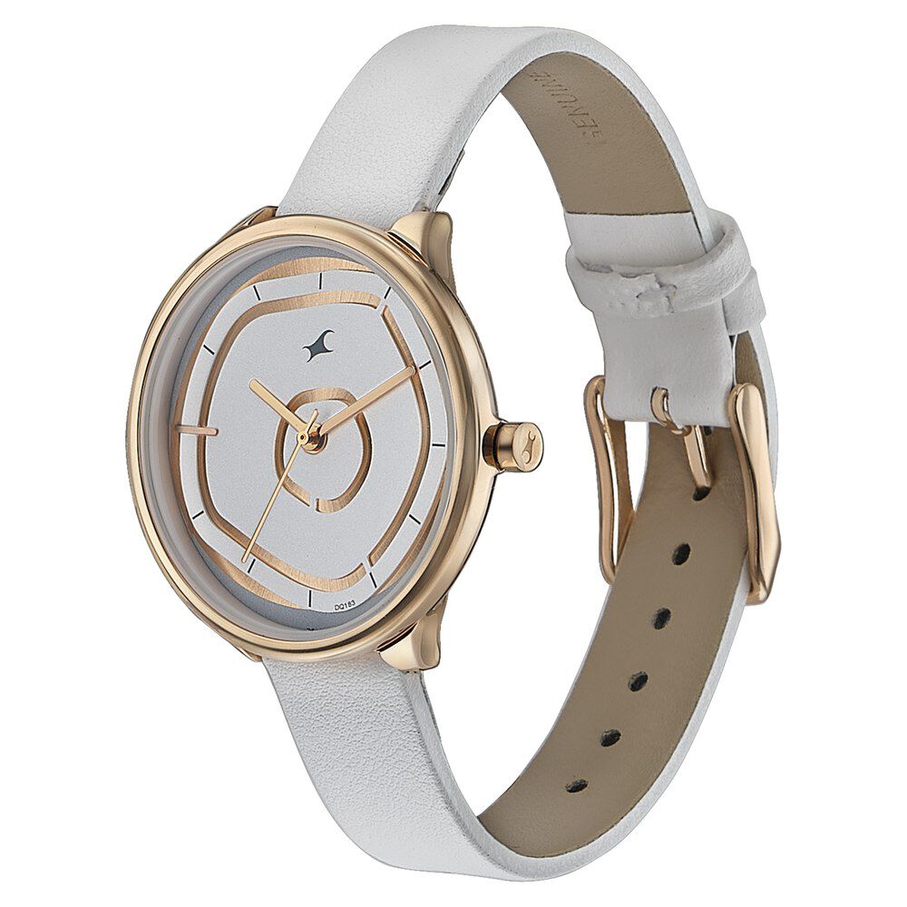 Fastrack Stunners Quartz Multifunction Rose Gold Dial Leather Strap Watch for Girls 6303WL02