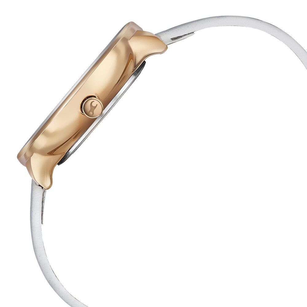 Fastrack Stunners Quartz Multifunction Rose Gold Dial Leather Strap Watch for Girls 6303WL02