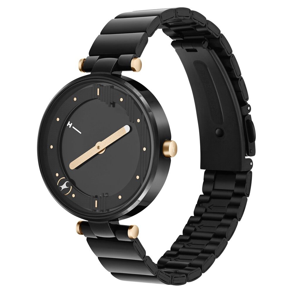 Fastrack MetaWe Quartz Analog Black Dial Stainless Steel Strap Watch For Girls 6305KM01