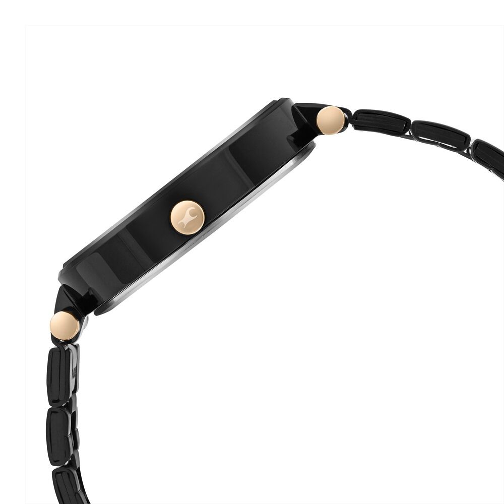 Fastrack MetaWe Quartz Analog Black Dial Stainless Steel Strap Watch For Girls 6305KM01