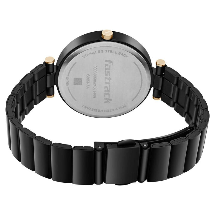 Fastrack MetaWe Quartz Analog Black Dial Stainless Steel Strap Watch For Girls 6305KM01