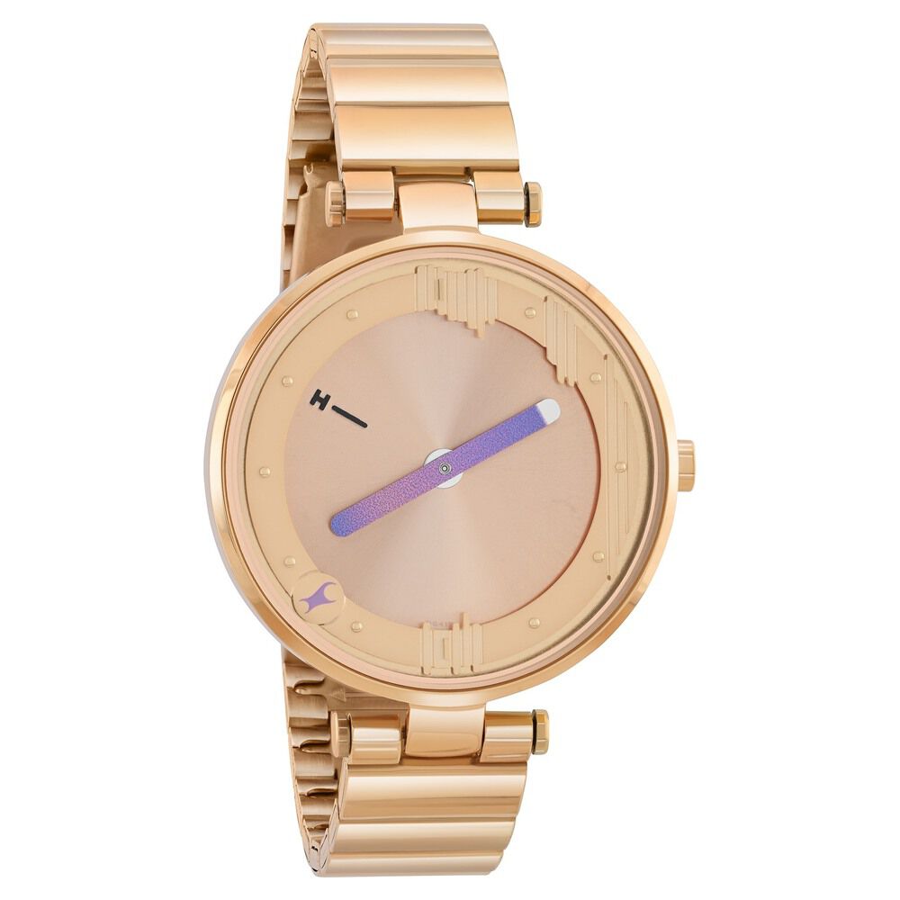 Fastrack MetaWe Quartz Analog Rose Gold Dial Stainless Steel Strap Watch For Girls 6305WM01