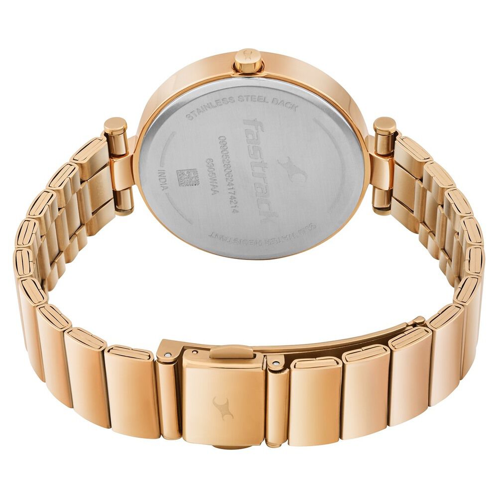 Fastrack MetaWe Quartz Analog Rose Gold Dial Stainless Steel Strap Watch For Girls 6305WM01