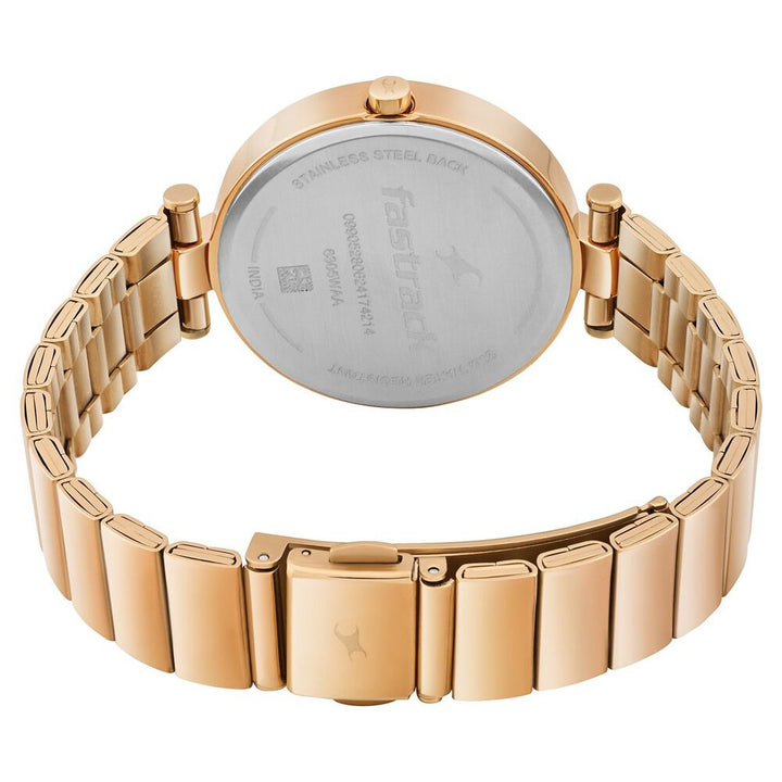 Fastrack MetaWe Quartz Analog Rose Gold Dial Stainless Steel Strap Watch For Girls 6305WM01