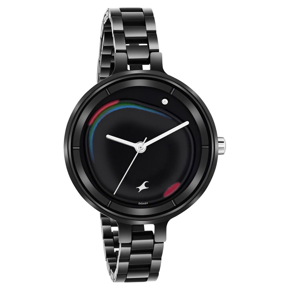 Fastrack MetaWe Quartz Analog Black Dial Stainless Steel Strap Watch For Girls 6306KM01