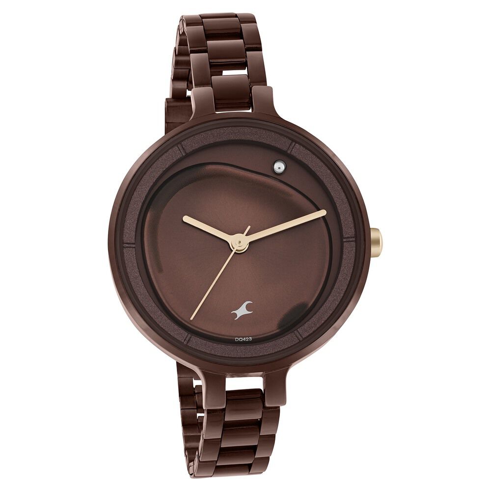 Fastrack MetaWe Quartz Analog Brown Dial Stainless Steel Strap Watch For Girls 6306KM02
