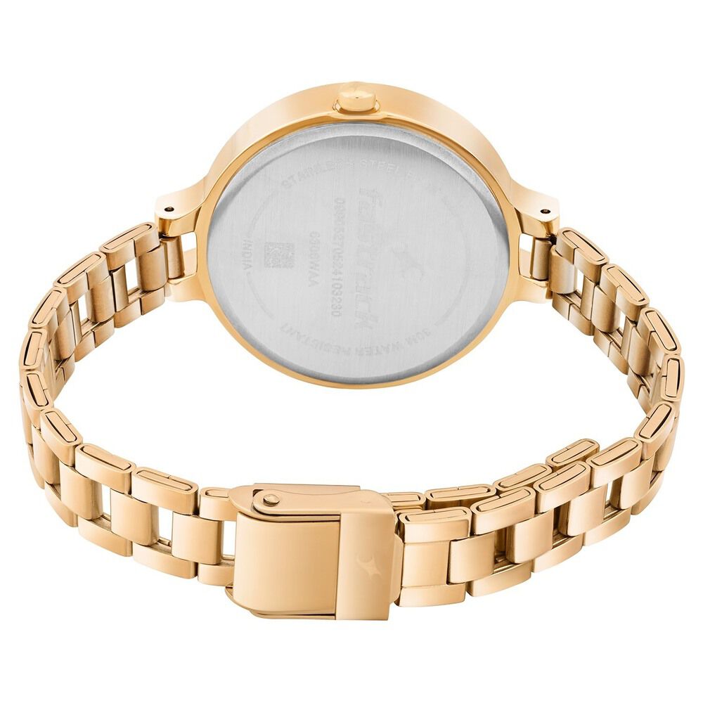 Fastrack MetaWe Quartz Analog Pink Dial Stainless Steel Strap Watch For Girls 6306WM01