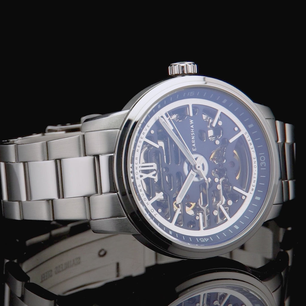 Earnshaw Babbage High Beat 72 Hour Power Reserve Skeleton Automatic Deep Blue