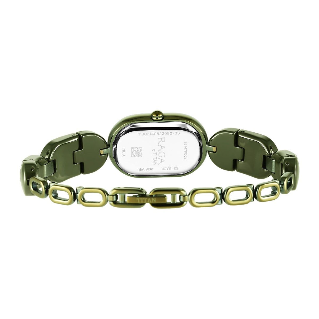 Titan Raga Ceramics Green Dial Ceramic Strap Watch for Women 95147KD02  /NS95147KD02