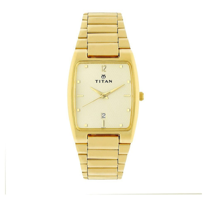 Titan Royale Champagne Analog with Date Stainless Steel Strap Watch for Men-NF665YM03