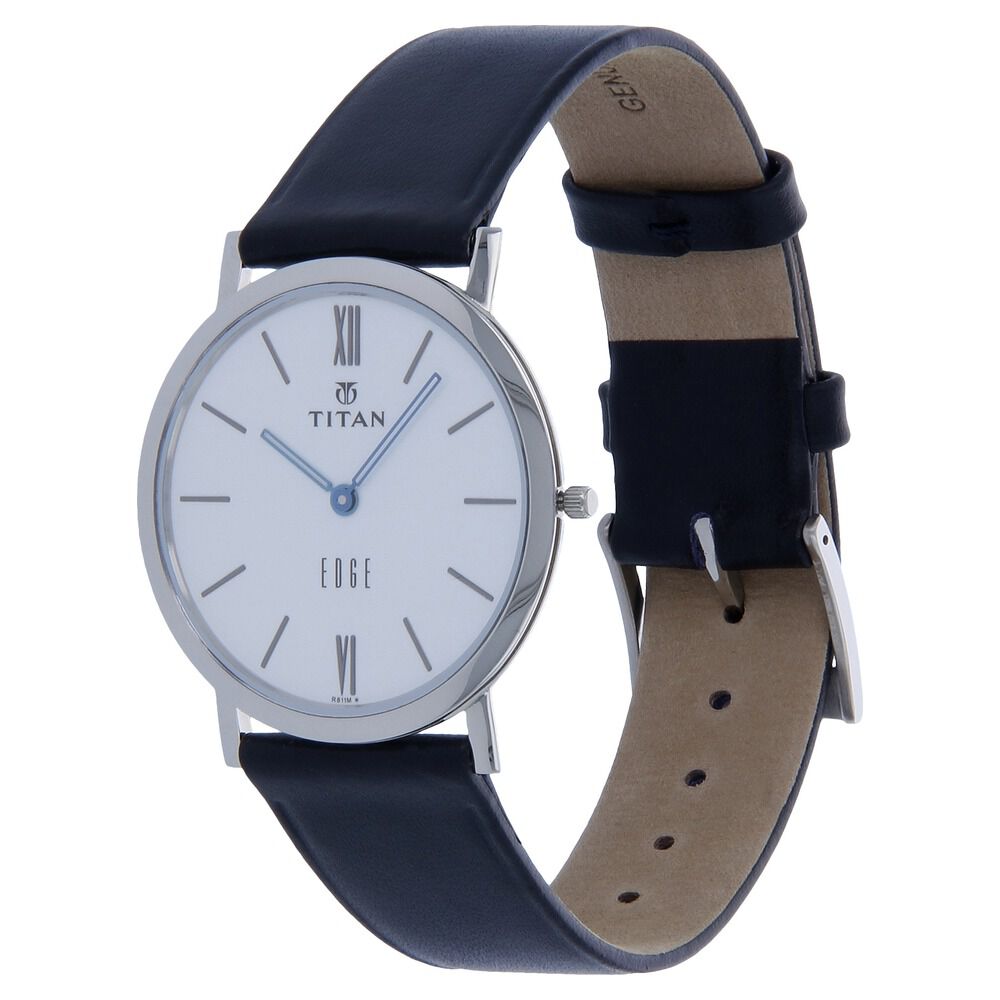 Titan Quartz Analog White Dial Leather Strap Watch for Men-NN679SL01