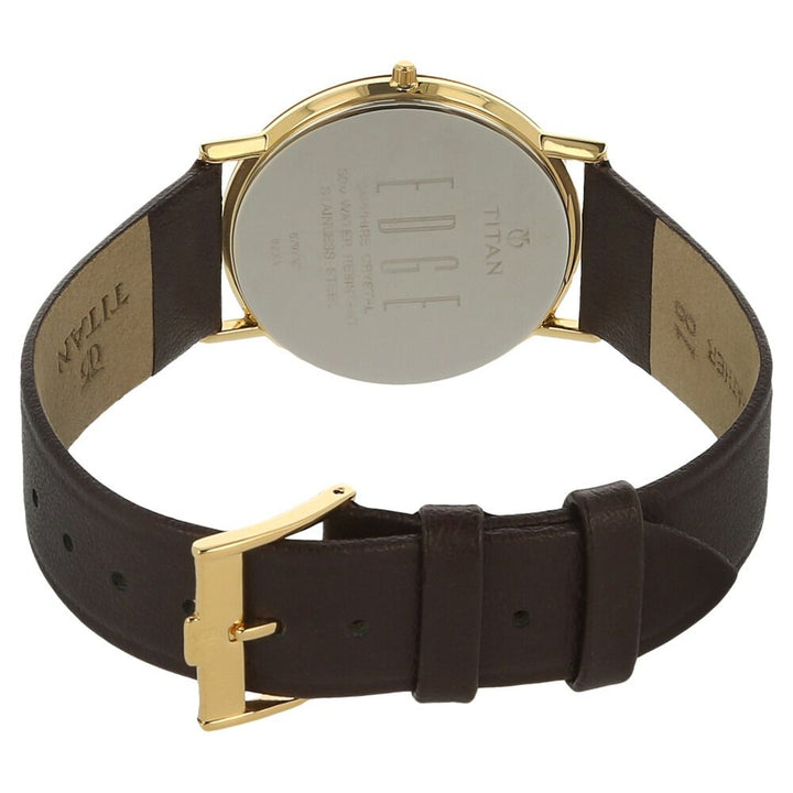 Titan Edge Slim Leather Strap White Dial Analog Watch for Men NS679YL01