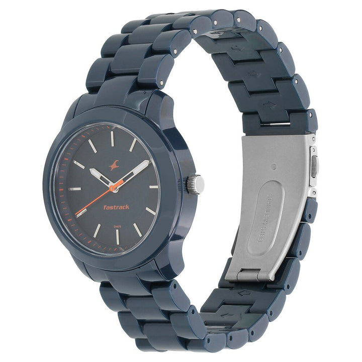 Fastrack Trendies Quartz Analog Blue Dial Plastic Strap Watch for Girls NP68006PP03