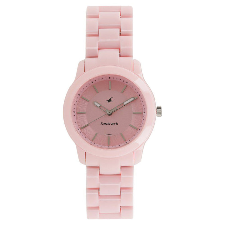 Fastrack Trendies Quartz Analog Pink Dial Plastic Strap Watch for Girls NS68006PP04